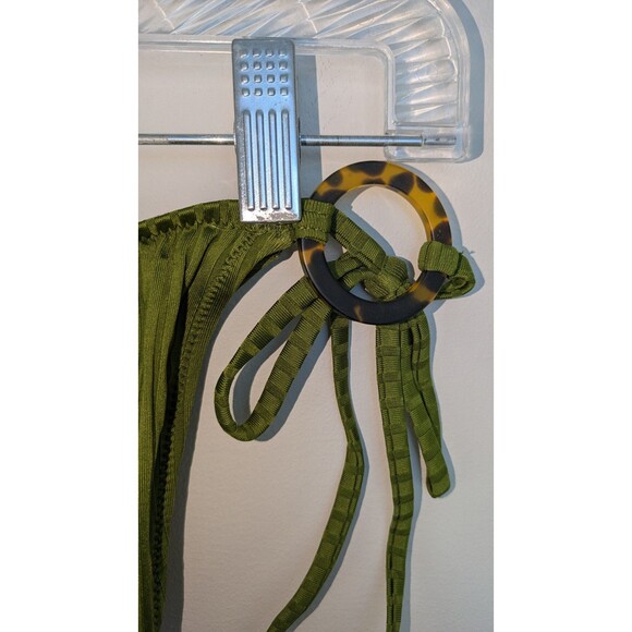 J.Crew BH489 Wide-Rib Curved-Waist Cheeky String Bikini Bottom Resort Green SZ M - Picture 6 of 16